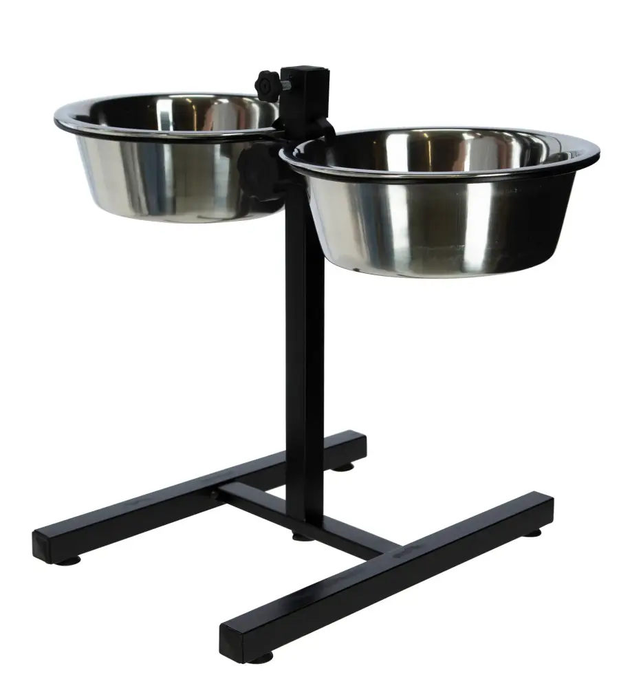 Adjustable Food Stand with Bowls - Black - Image 6