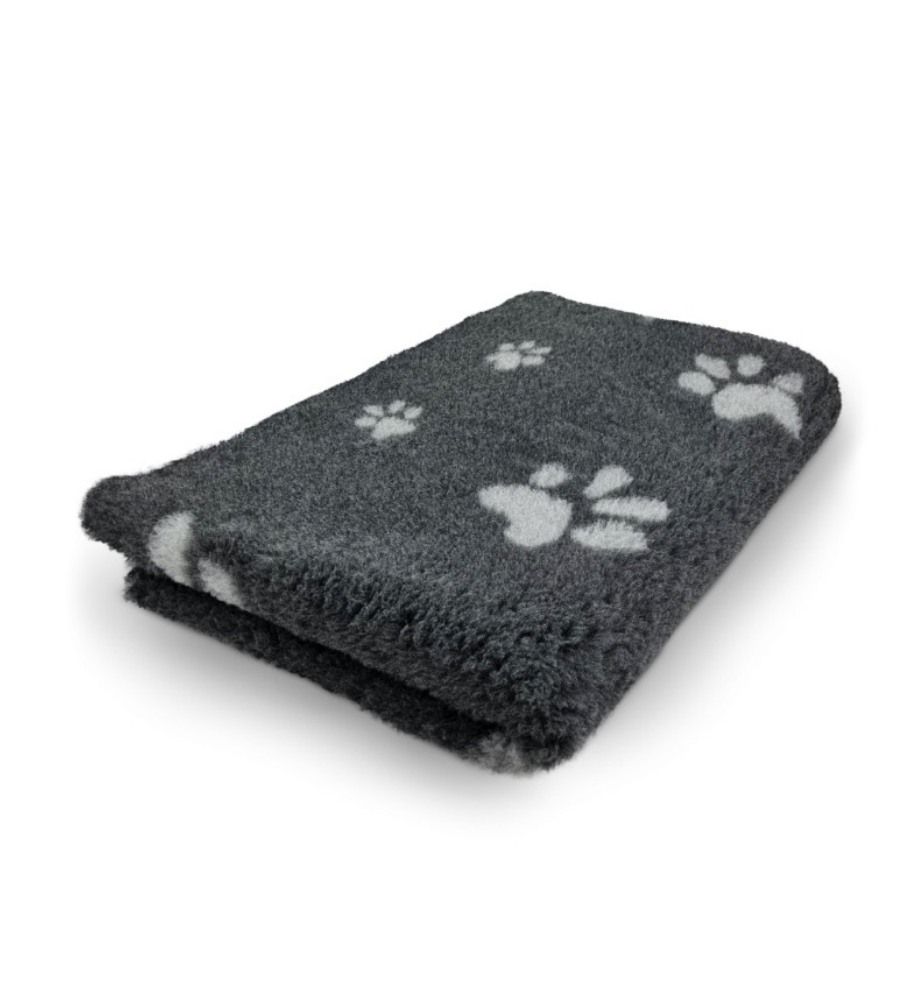 Vetbed 150×100 cm – Dark Gray Paws