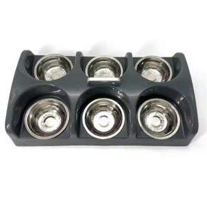 Puppy Feeder – 6 Stainless Steel Bowls (350 ml)